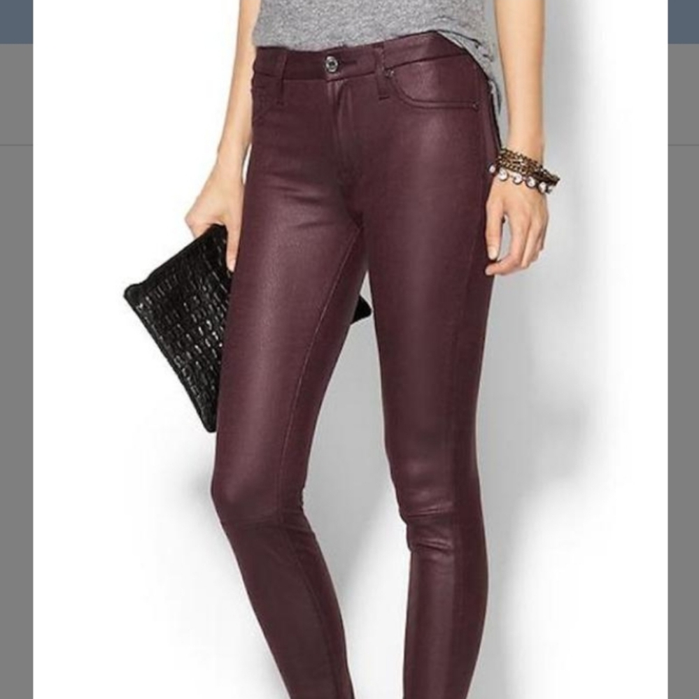 1822 faux leather pants maroon 10